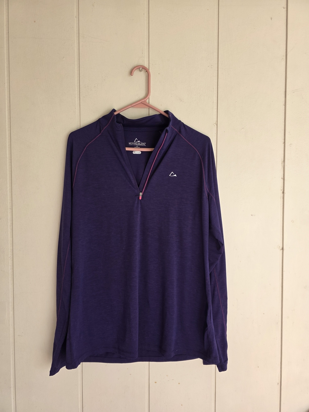 Paradox Womens Merino wool blend 1/4 Zip Base layer Top purple XL